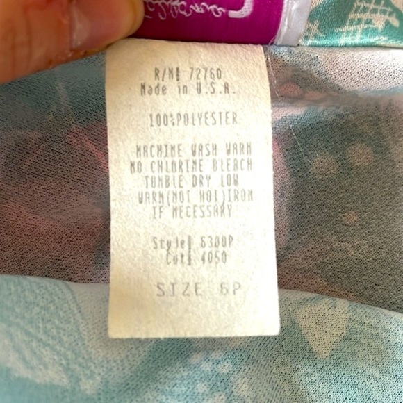 Vintage California Looks Belted Short-Sleeved Aqua White Sun Dress - Picture 12 of 13